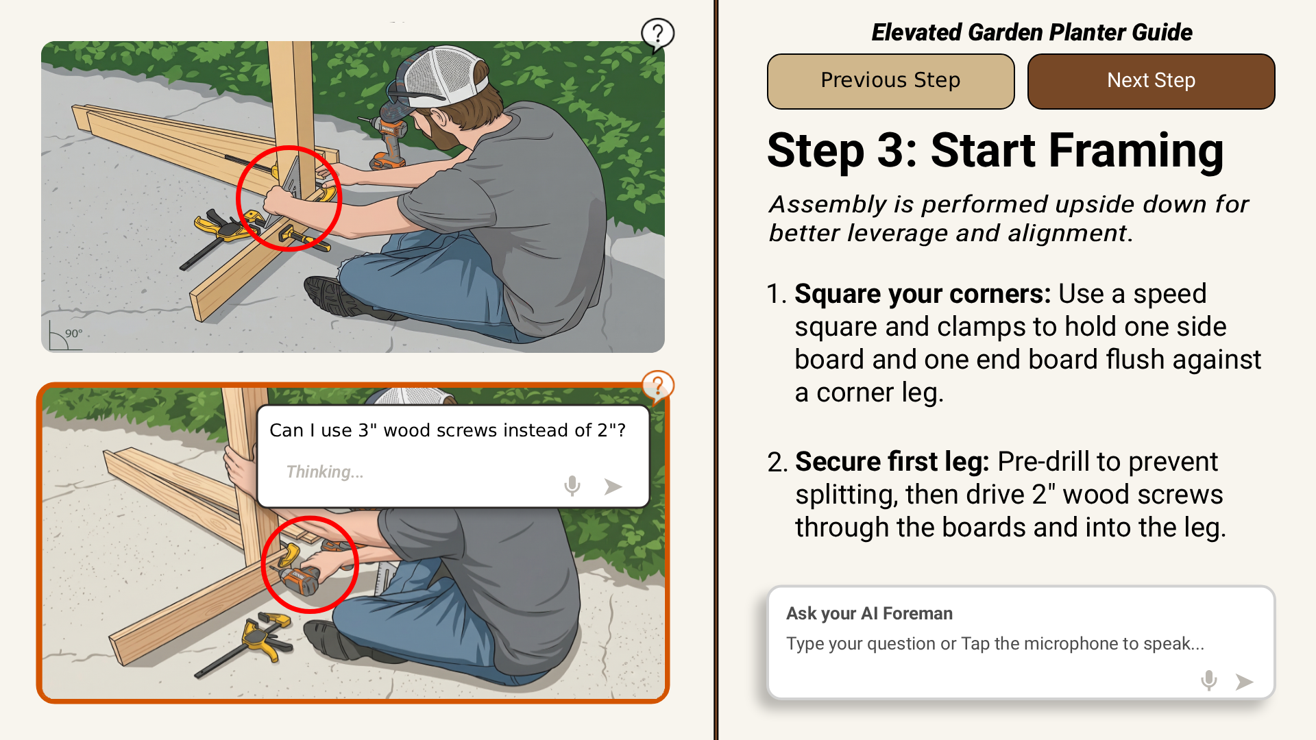 SquairZero DIY manual with step-by-step build sections in a 2×2 grid